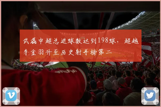 武磊中超总进球数达到198球,超越李金羽升至历史射手榜第二